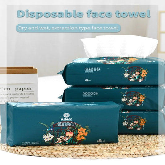 iLilace Dry Cotton Soft-Gesichtstücher Einweg-Make-up-Entferner-Gesichtstücher Ultraweiche Trocken- und Nasstücher für empfindliche Haut (60 Stück)