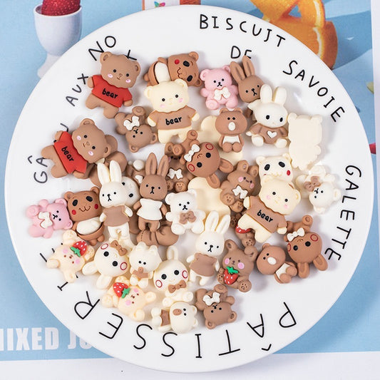 Cute Bear And Rabbit Family Resin Flatbacks Accessories